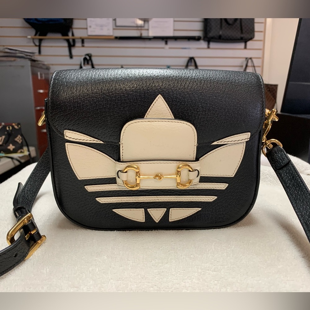 Gucci x Adidas Black Horsebit 1955 Mini Bag